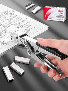 1pc Handheld Effortless Stapler, Multi-Functional Portable Manual Metal Book Binder, Ergonomic , Suitable For Home/School/Office Use Back To School