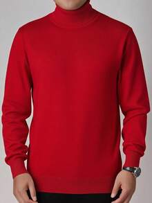 GRDR Maglione a collo alto nuovo per autunno/inverno, maglia casual per uso quotidiano - Rosso - Visualizzare 4