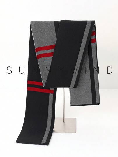 1 cachecol masculino de malha de poliéster de cor sólida, minimalista e versátil para uso diário