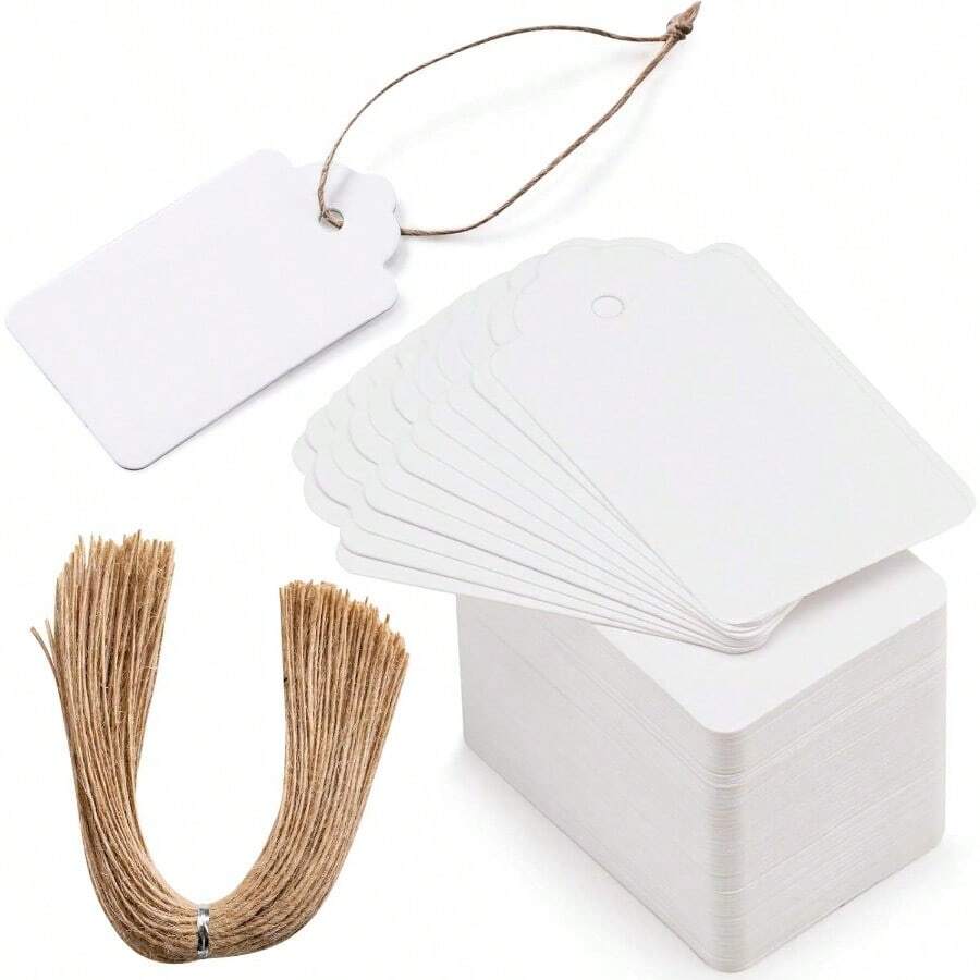 200pcs Premium White Gift Tags With 200 Root Natural Jute Twine Blank Gift Tags With String Ideal For Wedding Christmas Day Thanksgiving And Other Special Occasions Perfect For Personalized Gift Labels And Handmade Present Packaging