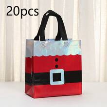 6/10/20 buc pungi cadou de Crăciun cu design Moș Crăciun, mărime medie, poliester reutilizabil, pungi pentru cadouri festive, decor de sărbători pentru casă și bucătărie, pungi cadou de Crăciun