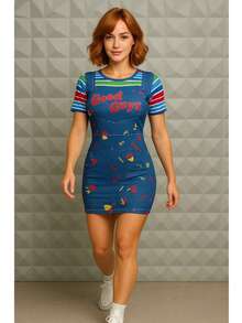 Women Short Dresses - Blue - View 4