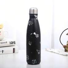 1pc Personalized Black Stainless Steel Double Wall Insulated Tumbler, Large Capacity For Outdoor, Car, Sports, Cycling, Leisure, Soda Bottle - Multicolor - View 10