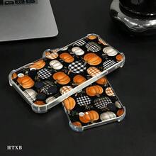 Funda transparente para teléfono con diseño de calabazas, esquinas reforzadas y protección anticaídas. Compatible con phone 17, 16, 15, 14, 13, 12, 11 Pro, X y XS. Ideal para regalar a amigos y familiares en Halloween y Acción de Gracias. - transparente - Ver 4