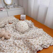 Muslin Duvet Cover With Ruffled Edges, 1 Piece Cotton Comforter Cover 47X59'', Pattern 2-Layer Gauze Bedding, No Quilt Or Pillowcases, Bedroom Essential - 木槿 - 查看 2