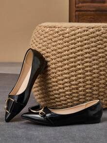 WHDXY 1 Pair Women's Pointed Toe Flats, Soft Leather Office Shoes, Versatile Loafers, Shallow Soft Bottom Fairy Style Flat Heel Slip-On Commuting Shoes