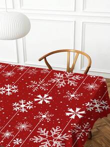 1 pièce Nappe imprimée avec motif de Noël, nappe de table en polyester moderne rectangulaire/ronde imperméable avec impression numérique. Convient pour le salon, la maison, la table de salle à manger extérieure, la petite table ronde