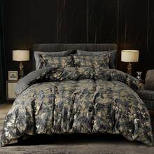 Queen Size 3pcs Ultra Soft Breathable Comforter Cover Set, Luxury Cozy Flannel Duvet Cover With Pillow Shams, 90" X 90", Dark Grey,  And  Bedding Collection - 灰色和金色(無被子) - 查看 7