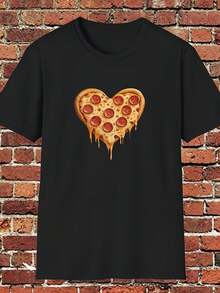 Camiseta con diseño de corazón de pizza - Estilo12 - Ver 1
