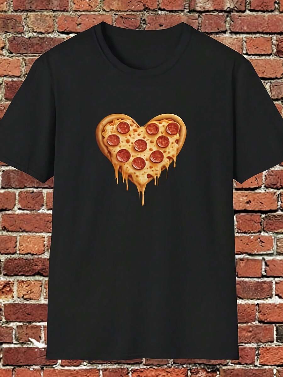 Camiseta con diseño de corazón de pizza - Estilo12 - Ver 1