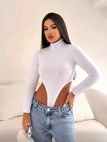 Pamela Bodysuit With Long Sleeves And High Neck Simple Elegant Casual Party GRINGA FASHION - 白色 - 查看 2