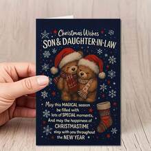 1 بطاقة تهنئة دب أحوال لابن وكنة (11 سم * 16 سم) - تصميم دببة والجوارب، مثالية لابن وكنة، مناسبة لاحتفالات عيد الميلاد ورأس السنة الجديدة، بطاقة تهنئة عطلة