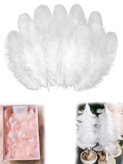 100/300 支白色工艺羽毛 - 300 支 3-5 英寸天然羽毛，适用于节日派对、婚礼、家居装饰、捕梦网、DIY 手工艺品和万圣节派对（白色款）