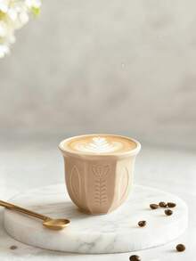 100ml Tulip Patterns Ceramic Coffee Cups - Middle Eastern Style Embossed Tulip Small Ceramic Cup, Coffee Cup, Tea Cup, Matcha Cup For Home, Coffee Shop, Tea House 1PC - Multicolor - View 10