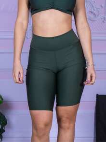 Women Sports Shorts - Army Green - View 2