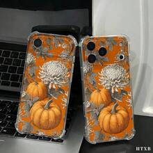 Funda para teléfono con diseño de calabaza blanca y crisantemo, protección anticaídas en las cuatro esquinas, compatible con phone 17, 16, 15, 14, 13, 12, 11 Pro, X y XS. Ideal para Halloween y Acción de Gracias. - transparente - Ver 6