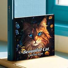 1 pièce Livre de coloriage pour chat, couverture en papier perlé, pages intérieures épaisses de 120g, 24 pages, mignon et raffiné, convient aux adultes et aux adolescents pour réduire le stress, 7,9 x 7,9 pouces, meilleur choix de cadeau pour Halloween, Noël, Thanksgiving, Nouvel An et anniversaires pour la famille et les amis