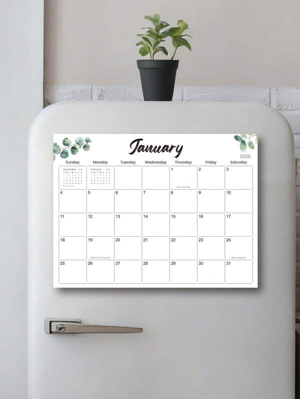 Trees Magnetyczny kalendarz miesięczny na rok 2026 – 12-miesięczny planer do lodówki z 12 odrywanymi karteczkami, duże pola na daty do przypomnień i planowania posiłków, praca, dom, artykuły biurowe, artykuły szkolne, prezenty świąteczne