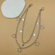 سلسلة الخصر بطراز الهيب هوب على شكل نجمة خماسية، حزام نسائي عصري بطبقتين بطراز البانك والشارع، إكسسوار ملابس الشارع، مناسب للحفلات والتجمعات والاستخدام اليومي