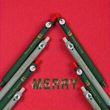 4pcs Christmas Gel Ink Roller Ball Pen Set, Quick Dry Plastic Pen, Medium Point, Cute Holiday Button Design, 0.5mm Black Ink, Holiday Gift Stationery, Christmas, New Year Gift