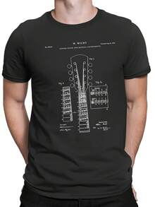 Guitar Patent T-Shirt, Guitar Blueprint, Patent Print T-Shirt, Guitarist Shirt, Musician Gift, Band Tee, Patent Shirt, PT662 - 風格22 - 查看 1