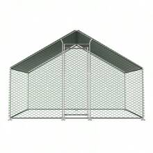 3x2x2m Free-Range  With Safety Lock And Waterproof PE Tarpaulin, Metal Run Enclosure For Chickens, Rabbits, And Other Small Animals. - Silver - View 10