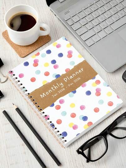 Jan.2026-Dec.2026 Monthly Planner, A5 Minimal Spiral Monthly Weekly Planner With Calendar Overview, Monthly Tasks, Goals Tracker, Notes & Reminders, Perfect For School Office Supplies,Christmas Gifts