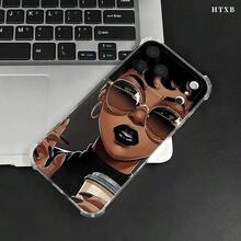 Teléfono Belleza Negra Con Gafas De Moda 1 Patrones Cuatro Esquinas Teléfono Móvil Con Impresión Transparente Anticaída, Adecuado Para phone17, 16, 15, 14, 13, 12, 11 Pro X XS Series, Halloween Y Regalos De Acción De Gracias Amigos Y Familiares - transparente - Ver 9