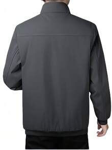 男士长袖休闲立领棉质羽绒服一件，时尚舒适，适合秋冬季穿着。 - 灰色 - 查看 2