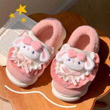 2025 Nuevas pantuflas cómodas y sencillas para mujer con forro de peluche de conejo de dibujos animados, para interiores y exteriores - Rosa Fucsia - Ver 5