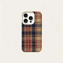 1个复古学院风经典红蓝米色格子图案TPU手机壳，适用于国际版，非国内版 - 白色 - 查看 5