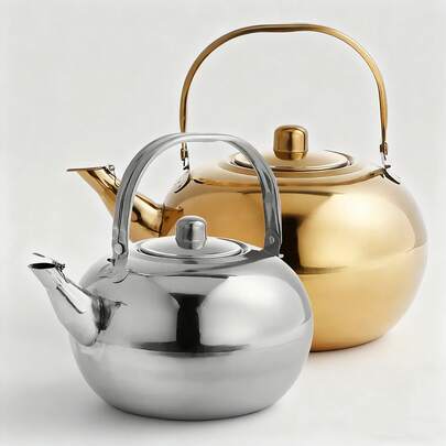 1pc Stainless Steel Exquisite Teapot, Specially Designed For Brewing Tea. Suitable For Hotels, Restaurants, Cafeterias, And Snack Stalls. It Can Also Be Used As A Kettle