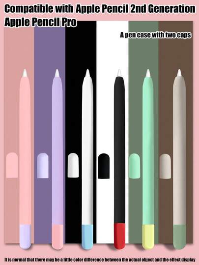 2 piezas Funda/Manga protectora de silicona compatible con Apple Pencil Pro/Apple Pencil 2 (incluye 2 mangas)