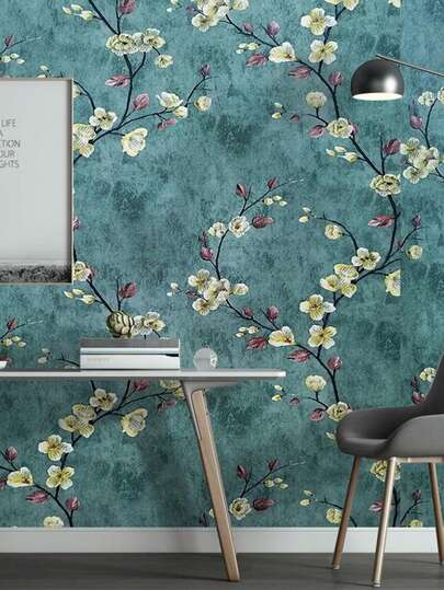 Roll Vintage American Dark Groen 3D Bloemen Embossed Self Adhesive Removable Vinyl Wallpaper, Bedroom, Living Room, Dining Bathroom, Office Background view 3