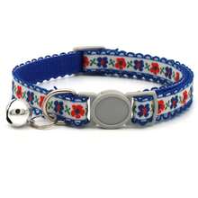 全新猫雏菊花项圈铃铛，安全扣宠物项圈，适用于小型犬和猫