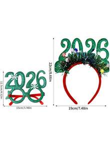 1/2 pezzi Cornice per foto di Natale 2026 Fascia per capelli Accessorio per capelli Decorazione per feste di Natale Regalo di Natale - Multicolore - Visualizzare 12