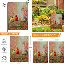Fall Garden Flag 12x18 Inch Double Sided Outside Autumn Maple Leaves Cardinal Birds Thanksgiving Yard Flag Outdoor Seasonal Decoration# DOUYYY