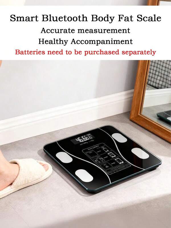 1 Piece Home Smart Body Scale Large LCD Display High Precision Body Fat Scale Battery Operated Lightweight Durable ABS Material Auto On Off Function Clear Data Reading Non Slip Base Digital Human Weight Scale For Daily Health Monitoring Adults Home Use Fitness Enthusiasts New Year Gift Smart Bathroom Scale