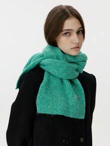 1pc Women's Solid Color Wool Blend Star Pattern Knitted Neck Warmer, Fashionable Streetwear For Autumn/Winter, Suitable For Outdoor Activities And Photography