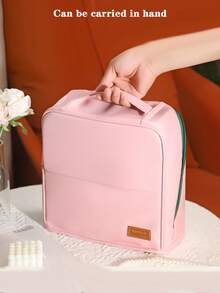 新款竖款化妆包，大容量，高性价比防水便携收纳包，便携式旅行多隔层洗漱包，带镜子旅行化妆收纳包，女士礼物，圣诞礼物，女士送礼佳品 - 彩色 - 查看 7