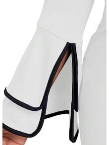 Church Dress Flared Sleeve Midi Pencil Dresshalloween - 996trắng - Xem 4