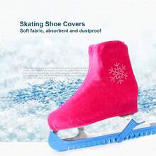 1 Pair Velvet Ice Skate Covers, Skating Shoe Covers, Ice Skate Protectors With Rhinestone Detail - Soft, Absorbent, Dustproof Protective Shoe Covers For Comfort And Protection - Universal Fit - Pink - View 1