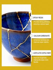 Zestaw do naprawy szkła Jakehoe Ceramic Glass Repair Art Kit – złoty klej głęboko spaja potłuczoną ceramikę i szkło, przekształcając uszkodzone przedmioty w dzieła sztuki. Zaprojektowany do naprawy i upiększania potłuczonej ceramiki i szkła.