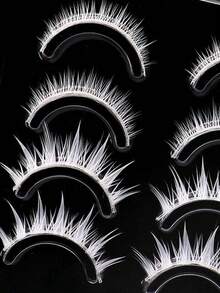 1盒4对白色睫毛，一体式夸张假睫毛，上下透明隐形Cosplay睫毛，适合动漫人物、洛丽塔、恶魔风格 - 尖尾漫畫款 - 查看 3