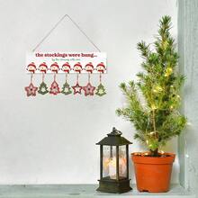 Stocking Holder With Hangers - Wooden Organizer Sign '' Stockings Were Hung' - Xmas Mantel Snowmen Wall Mount Hanging Hook Mantel Truck