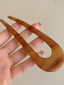1pc Women's Ombre Acetate U-Shaped Hair Clip, Suitable For Daily Use, Suitable For Fine Or Normal Hair, Combs, Haircomb, Side Comb
