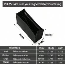 Purse Insert Organizer For  Book Tote Medium Bag Insert With Premium Felt And Multiple Pockets Large Black