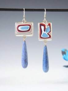 Pendientes con colgante de estilo bohemio retro multicolor, adecuados para mujeres