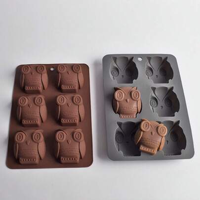 6-Cavity Owl Shaped Silicone Mousse Cake Pudding Baking Mold