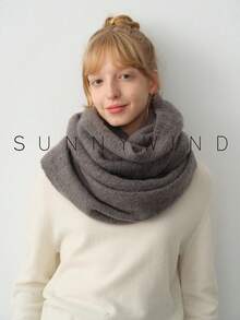 1pc Women's Solid Color Knitted Polyester Warm Versatile Neck Warmer, Suitable For Commuting And Daily Use In Autumn/Winter For Dress - Dark Grey - View 1